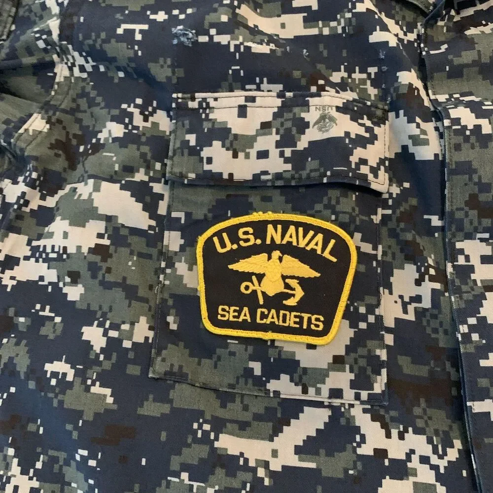 US Naval Sea Cadets NWU‎ Jacket Mens Large Blue Digital Camo USNSCC Navy BDU